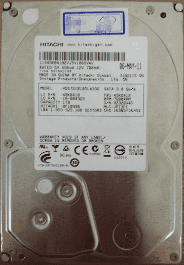 日立500G台式机硬盘物理故障