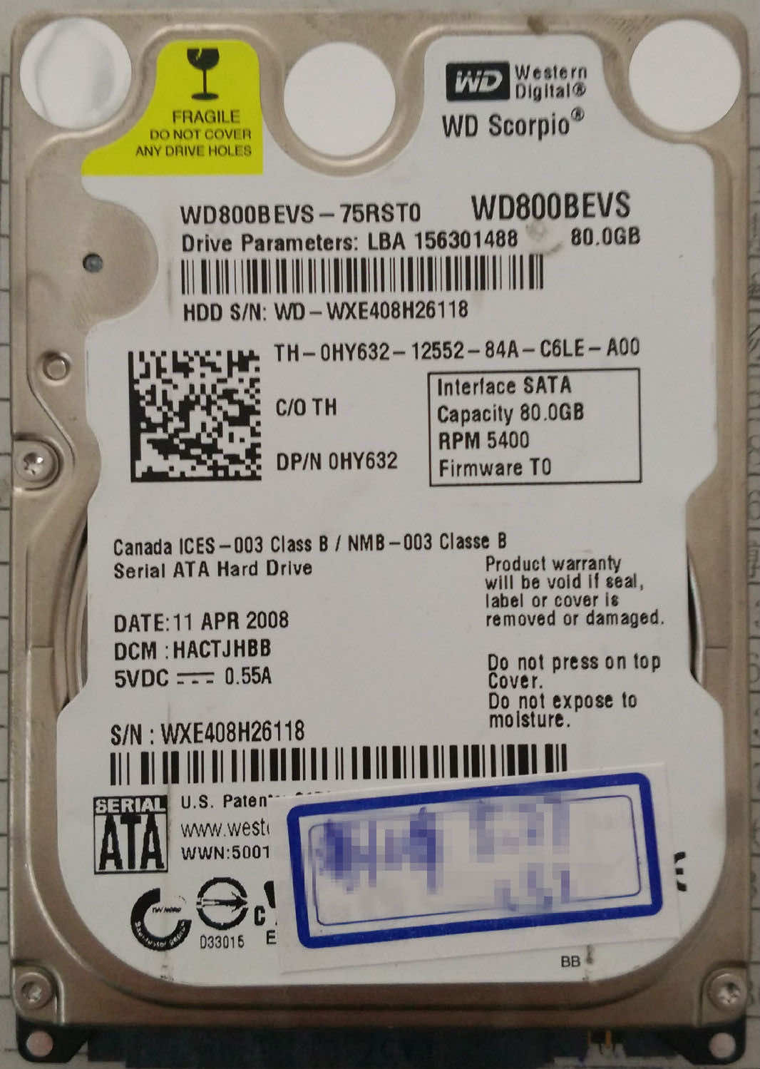 西数80G笔记本硬盘坏道数据恢复 西数80G笔记本硬盘坏道数据恢复