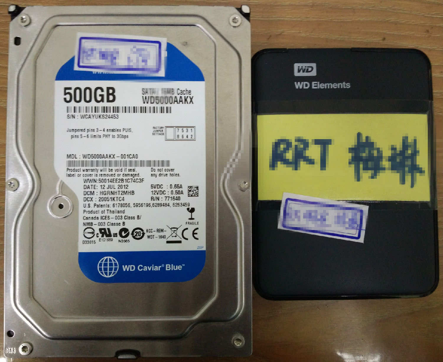 西数500G笔记本硬盘开盘数据恢复